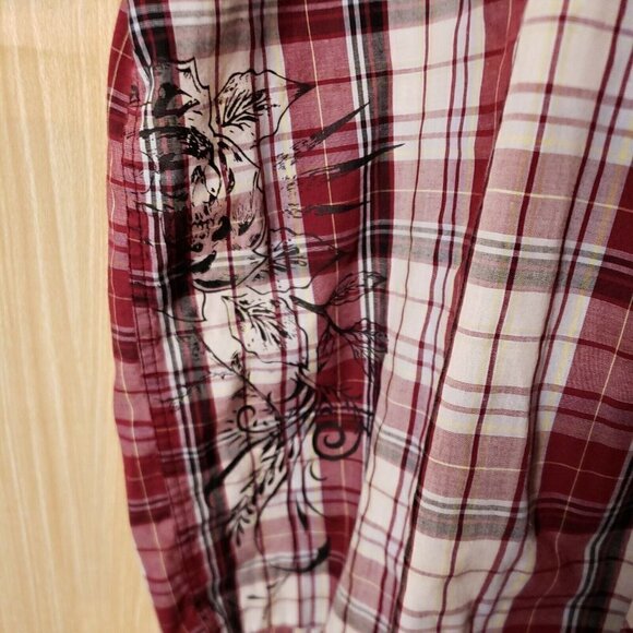 Irreverent Mens Red Plaid Short Sleeve Button Down Shirt XXL - Picture 4 of 7